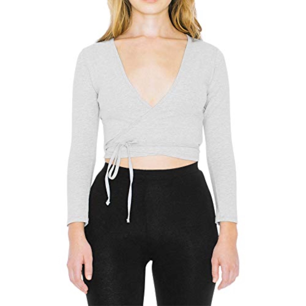 American Apparel Light Gray Wrap Crop Top